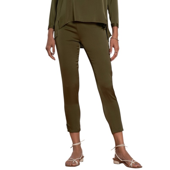 Nouvelle Silk95Five Havana Silk Pull-on Pant Womens Medium in Olive Green - Picture 1 of 7